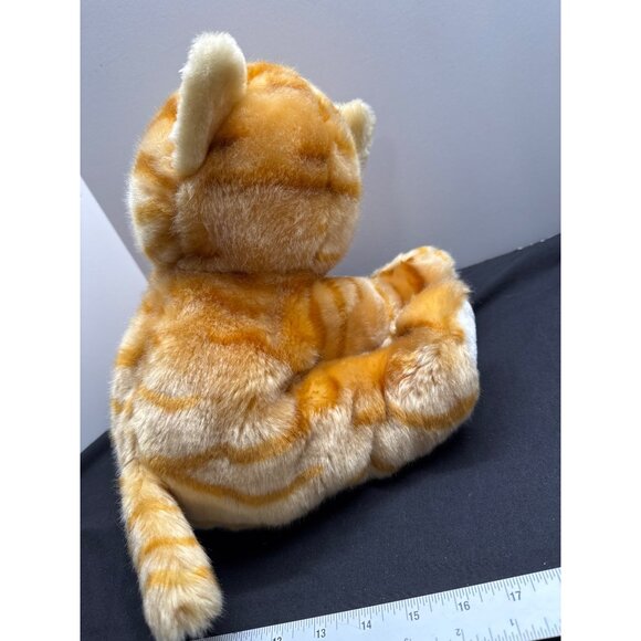 Stuffed Animal Cat Plush Toy By SKM . 14" Orange White Tabby Fat Cat Kitten Stri - Picture 8 of 9